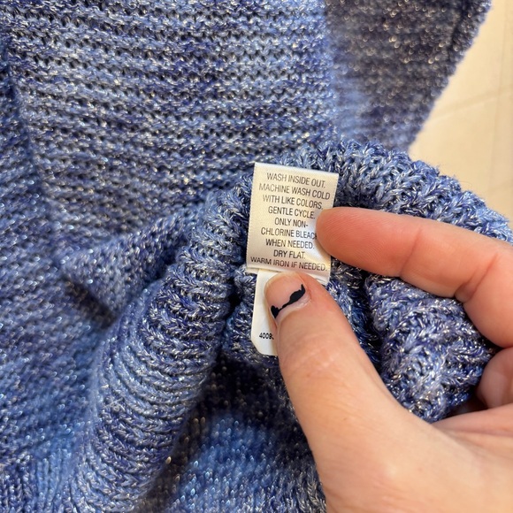 Dana Buchman Blue and Silver Knit Sweater Fits like XL Mobwife Animal Print - Picture 8 of 9